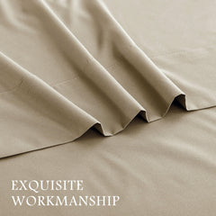 4 Piece Bed Sheet Set- Bedding Sheets & Pillowcases -Breathable Bedding - Wrinkle, Fade, Stain Resistant-Deep Pocket Flat Fitted Bed Sheet Set(Cream White,Super King)