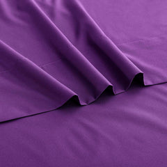 4 Piece Bed Sheet Set- Bedding Sheets & Pillowcases -Breathable Bedding - Wrinkle, Fade, Stain Resistant-Deep Pocket Flat Fitted Bed Sheet Set(Purple,Super King)