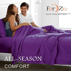 4 Piece Bed Sheet Set- Bedding Sheets & Pillowcases -Breathable Bedding - Wrinkle, Fade, Stain Resistant-Deep Pocket Flat Fitted Bed Sheet Set(Purple,Super King)