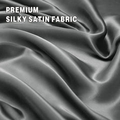 Art Silk Satin Sheet Set Hotel 4 Pieces Fitted/Flat Sheet Bedding Set-Luxury Soft Silky Sheets for Hair and Skin, Similar to Silk Bed Sheets Set 4 Pieces(Double,Grey)