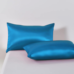 Satin Quilt cover Set Hotel 3 Pieces Quilt cover with Pillowcase, Art Silk Bedding Set-Luxury Soft Silky pillowcase for Hair and Skin, Similar to Silk Duvet/Donna Cover Set- 3 Pieces(King,Ocean)