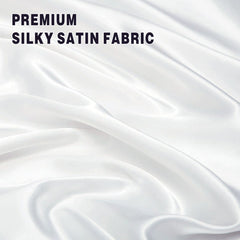 Art Silk Satin Sheet Set Hotel 4 Pieces Fitted/Flat Sheet Bedding Set-Luxury Soft Silky Sheets for Hair and Skin, Similar to Silk Bed Sheets Set 4 Pieces(King,White)