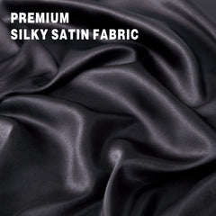 Art Silk Satin Sheet Set Hotel 4 Pieces Fitted/Flat Sheet Bedding Set-Luxury Soft Silky Sheets for Hair and Skin, Similar to Silk Bed Sheets Set 4 Pieces(King,Black)