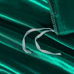 Satin Quilt cover Set Hotel 3 Pieces Quilt cover with Pillowcase, Art Silk Bedding Set-Luxury Soft Silky pillowcase for Hair and Skin, Similar to Silk Duvet/Donna Cover Set- 3 Pieces(Queen,Green)