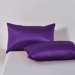 Satin Quilt cover Set Hotel 3 Pieces Quilt cover with Pillowcase, Art Silk Bedding Set-Luxury Soft Silky pillowcase for Hair and Skin, Similar to Silk Duvet/Donna Cover Set- 3 Pieces(Queen,Purple)