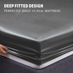 Art Silk Satin Sheet Set Hotel 4 Pieces Fitted/Flat Sheet Bedding Set-Luxury Soft Silky Sheets for Hair and Skin, Similar to Silk Bed Sheets Set 4 Pieces(Queen,Grey)
