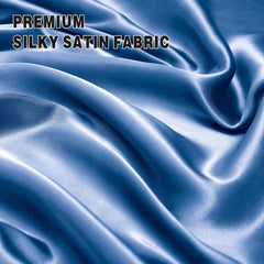 Art Silk Satin Sheet Set Hotel 4 Pieces Fitted/Flat Sheet Bedding Set-Luxury Soft Silky Sheets for Hair and Skin, Similar to Silk Bed Sheets Set 4 Pieces(Super King,Ocean)
