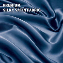 Art Silk Satin Sheet Set Hotel 4 Pieces Fitted/Flat Sheet Bedding Set-Luxury Soft Silky Sheets for Hair and Skin, Similar to Silk Bed Sheets Set 4 Pieces(Super King,Navy)