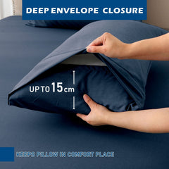 4 Piece Hotel Bamboo Cooling Sheet Set -Ultra Soft 2000TC Breathable Bed Sheets Set with 37 Centimetre Deep Pocket-Cooling Sheets for Hot Sleepers(Navy,Double)