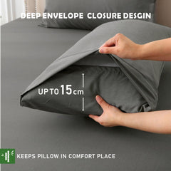 3 Piece Hotel Bamboo Cooling Fitted Sheet Set & Pillowcase -Ultra Soft 2000TC Breathable Fitted Bed Sheets Set with 37 Centimetre Deep Pocket-Cooling Sheets for Hot Sleepers(Grey,King)