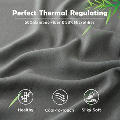 3 Piece Hotel Bamboo Cooling Fitted Sheet Set & Pillowcase -Ultra Soft 2000TC Breathable Fitted Bed Sheets Set with 37 Centimetre Deep Pocket-Cooling Sheets for Hot Sleepers(Grey,King)