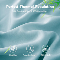 3 Piece Hotel Bamboo Cooling Fitted Sheet Set & Pillowcase -Ultra Soft 2000TC Breathable Fitted Bed Sheets Set with 37 Centimetre Deep Pocket-Cooling Sheets for Hot Sleepers(Sky Blue,King)