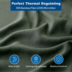4 Piece Hotel Bamboo Cooling Sheet Set -Ultra Soft 2000TC Breathable Bed Sheets Set with 37 Centimetre Deep Pocket-Cooling Sheets for Hot Sleepers(Olive green,King)