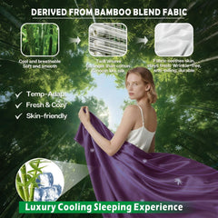 4 Piece Hotel Bamboo Cooling Sheet Set -Ultra Soft 2000TC Breathable Bed Sheets Set with 37 Centimetre Deep Pocket-Cooling Sheets for Hot Sleepers(Purple,King)