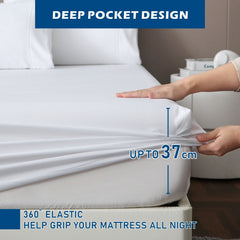 3 Piece Hotel Bamboo Cooling Sheet Set -Ultra Soft 2000TC Breathable Bed Sheets Set with 37 Centimetre Deep Pocket-Cooling Sheets for Hot Sleepers(White,King Single)