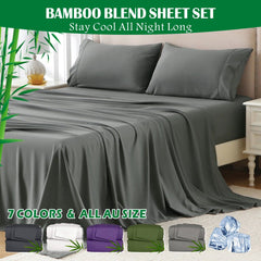 3 Piece Hotel Bamboo Cooling Sheet Set -Ultra Soft 2000TC Breathable Bed Sheets Set with 37 Centimetre Deep Pocket-Cooling Sheets for Hot Sleepers(Grey,King Single)