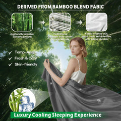 3 Piece Hotel Bamboo Cooling Sheet Set -Ultra Soft 2000TC Breathable Bed Sheets Set with 37 Centimetre Deep Pocket-Cooling Sheets for Hot Sleepers(Grey,King Single)