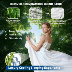 4 Piece Hotel Bamboo Cooling Sheet Set -Ultra Soft 2000TC Breathable Bed Sheets Set with 37 Centimetre Deep Pocket-Cooling Sheets for Hot Sleepers(White,Queen)