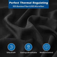 4 Piece Hotel Bamboo Cooling Sheet Set -Ultra Soft 2000TC Breathable Bed Sheets Set with 37 Centimetre Deep Pocket-Cooling Sheets for Hot Sleepers(Black,Queen)