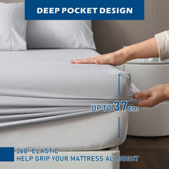 4 Piece Hotel Bamboo Cooling Sheet Set -Ultra Soft 2000TC Breathable Bed Sheets Set with 37 Centimetre Deep Pocket-Cooling Sheets for Hot Sleepers(Silver-gray,Queen)