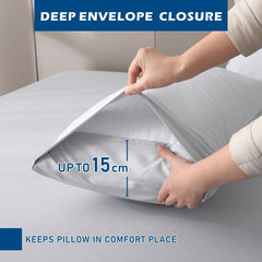 3 Piece Hotel Bamboo Cooling Sheet Set -Ultra Soft 2000TC Breathable Bed Sheets Set with 37 Centimetre Deep Pocket-Cooling Sheets for Hot Sleepers(Silver-gray,Single)