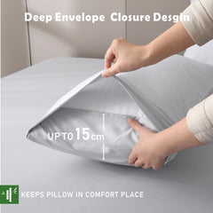 3 Piece Hotel Bamboo Cooling Fitted Sheet Set & Pillowcase -Ultra Soft 2000TC Breathable Fitted Bed Sheets Set with 37 Centimetre Deep Pocket-Cooling Sheets for Hot Sleepers(Silver-gray,Super King)