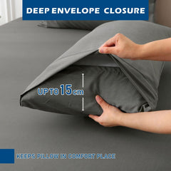 4 Piece Hotel Bamboo Cooling Sheet Set -Ultra Soft 2000TC Breathable Bed Sheets Set with 37 Centimetre Deep Pocket-Cooling Sheets for Hot Sleepers(Grey,Super King)