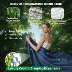 4 Piece Hotel Bamboo Cooling Sheet Set -Ultra Soft 2000TC Breathable Bed Sheets Set with 37 Centimetre Deep Pocket-Cooling Sheets for Hot Sleepers(Navy,Super King)