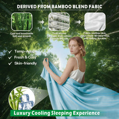 4 Piece Hotel Bamboo Cooling Sheet Set -Ultra Soft 2000TC Breathable Bed Sheets Set with 37 Centimetre Deep Pocket-Cooling Sheets for Hot Sleepers(Sky Blue,Super King)