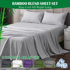 4 Piece Hotel Bamboo Cooling Sheet Set -Ultra Soft 2000TC Breathable Bed Sheets Set with 37 Centimetre Deep Pocket-Cooling Sheets for Hot Sleepers(Silver-gray,Super King)