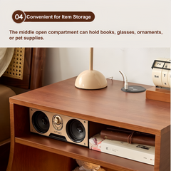Bedside Table with Wireless Charging Station,LED Nightstand with Open Storage Drawers for Small Cats and Dogs Bed, Cozy Home for Living Room, Bedroom, Office, Sofa Side