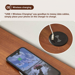 Bedside Table with Wireless Charging Station,LED Nightstand with Open Storage Drawers for Small Cats and Dogs Bed, Cozy Home for Living Room, Bedroom, Office, Sofa Side