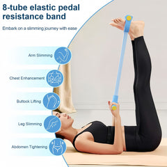 Workout Set – Breathing Trainer,6 Tube Resistance Bands& 8-Tube Elastic Pedal Puller Resistance Band for Men Women Full Body Workouts,Yoga,Pilates,Strength Training