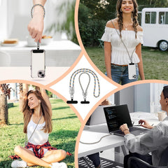 Mobile Phone Lanyard Data Line 2 in 1,PD65W Fast Charging USB-C Data Transfer Cord,Wire Equipped Lock Buckle,Crossbody Phone Wrist Strap Set