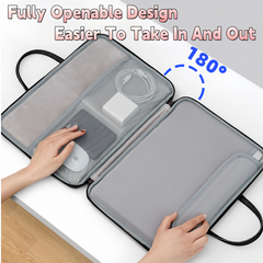 14 Inch PU Leather Laptop Bag, Portable Waterproof Laptop Case, Full Opening and Closing Sleeve Handbag, Briefcase for MacBook Air, Ipad, Business Travel