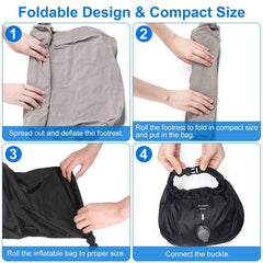 3 Pack Travel Essentials – Travel Pillow, Inflatable Foot Rest & Sleep Mask with Storage Bag, Airplane Travel Accessories Kit for Kids & Adults