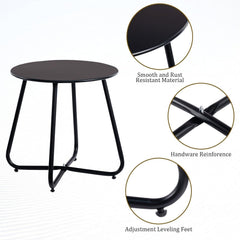 Outdoor Metal Side Table – Rust-Resistant Patio Small Round End Table, Accent Coffee Table for Balcony, Garden, Porch, Living Room & Bedroom – Lightweight Portable Plant Stand, Black