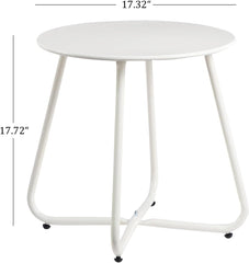 Metal Outdoor Side Table – Round Patio Table, Rust-Resistant Small End Coffee Table for Balcony, Garden, Porch, Living Room & Bedroom – Portable Accent Table for Indoor Outdoor Use, White
