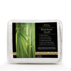 Royal Comfort Bamboo Blend Quilt 250GSM Luxury Duvet 100% Cotton Cover - Single - White