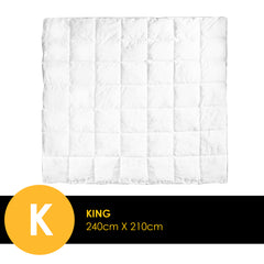 Royal Comfort Bamboo Blend Quilt 250GSM Luxury Duvet 100% Cotton Cover - King - White