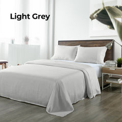 Royal Comfort Bamboo Blended Sheet & Pillowcases Set 1000TC Ultra Soft Bedding - Queen - Light Grey