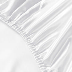 Royal Comfort Satin Sheet Set 3 Piece Fitted Sheet Pillowcase Soft - King - White