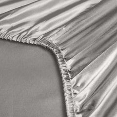 Royal Comfort Satin Sheet Set 3 Piece Fitted Sheet Pillowcase Soft - King - Charcoal