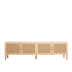 Casa Decor Santiago Rattan Entertainment Unit TV Stand Cabinet Storage Oak