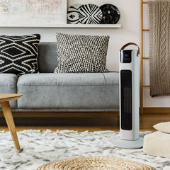 Pursonic Electric Ceramic Tower Heater Portable Oscillating Remote Control - White