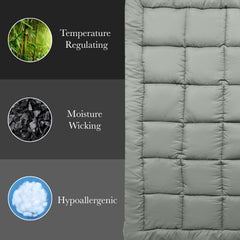Royal Comfort Charcoal Bamboo Blend Topper 800GSM 45cm Skirt Luxury Bedding - Single - Charcoal