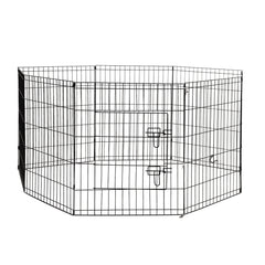 4Paws 8 Panel Playpen Puppy Exercise Fence Cage Enclosure Pets Black All Sizes - 30" - Black