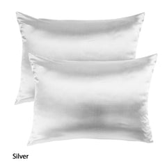 Royal Comfort Mulberry Soft Silk Hypoallergenic Pillowcase Twin Pack 51 x 76cm - Silver