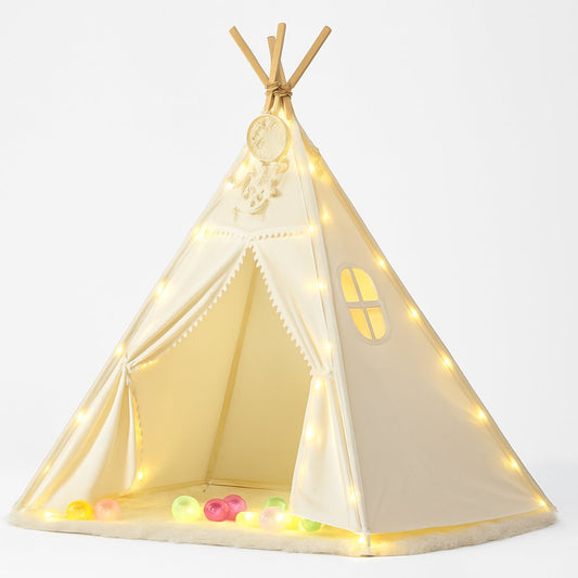 5 Poles Giant Kids Teepee Tent (Natural Canvas)