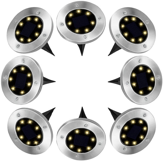 8 Pack LED Solar Pathway Lights Outdoor Solar Ground Lights (Warm White)